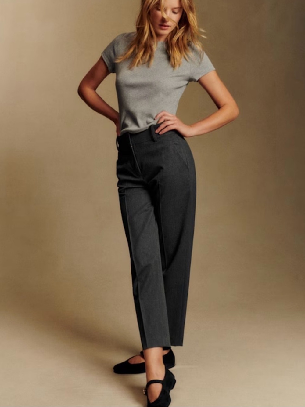 Sezane charcoal grey trousers wool blend size EU 34 style S252PAN0I8G